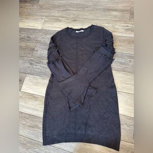 Stitches & Stripes Fringe Detail on Flared Sleeves Sweater Dress